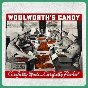 1940s Woolworth's‎ Candy Factory • Vintage Cardboard Advertising Sign 18.5" USA